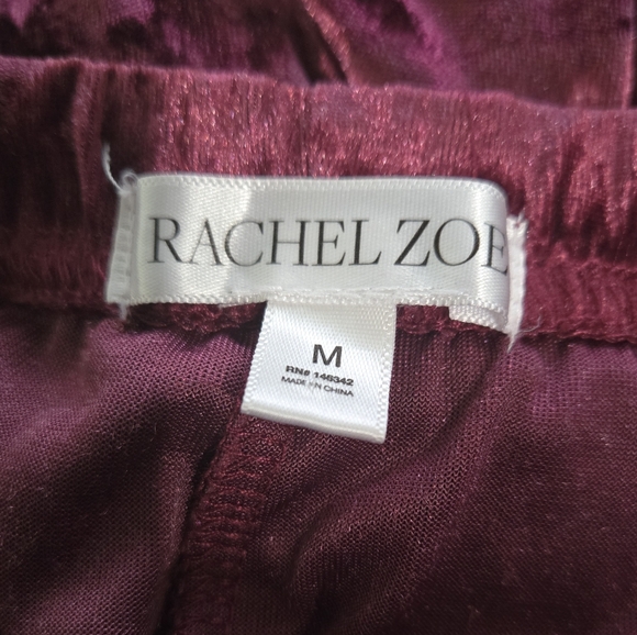 Rachel Zoe Crushed Velvet Lounge Pajama Pants Magenta Plum Medium - Picture 13 of 14